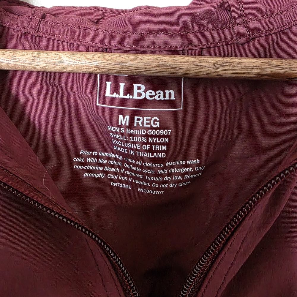 Mens Medium L.L. Bean Red and Burgundy Mountain Classic Anorak New Waterproof - Picture 6 of 11